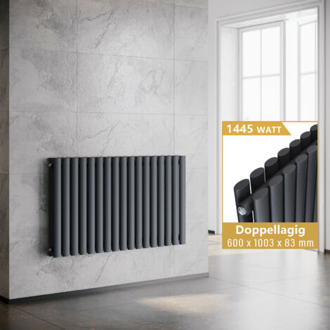 ELEGANT Heizkörper Anthrazit Paneelheizkörper Horizontal 600x1003mm Doppellagig