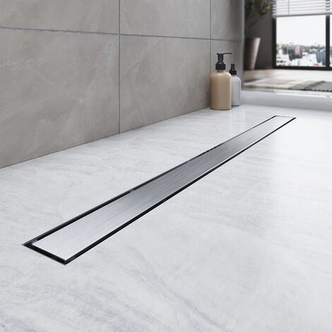 SONNI Duschrinne Bodenablauf Edelstahl dusche Duschablauf flach mit Geruchsstop und Haarsieb 2 in 1 design Doppelseitige 110 CM