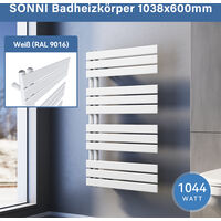 ELEGANT Badheizkörper Handtuchtrockner Handtuchwärmer Panel 1038x600mm Weiß Bad-Heizkörper Seitenanschluss 1044 Watt