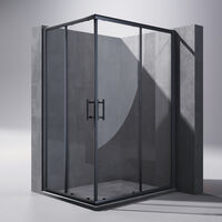90x120x195cm Duschkabine Eckeinstieg Gleittür ESG Klarglas Schwarzer Aluminiumrahmen