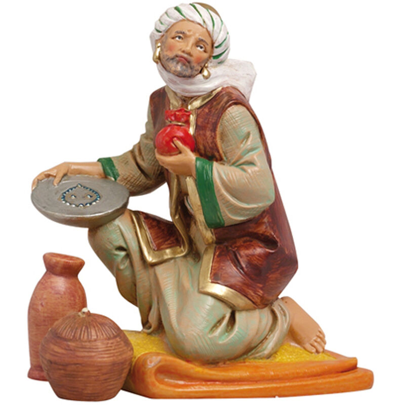 Statuine Presepe: Pastore inginocchiato su tappeto con gioielli 19 cm  Fontanini 356