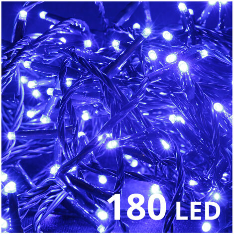 Catena luminosa 180 Led Blu con giochi di luce filo verde