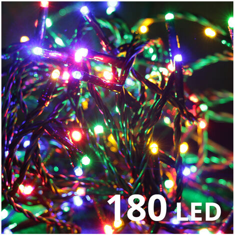 Catena luminosa a batteria 180 Led Multicolor con giochi di luce filo verde