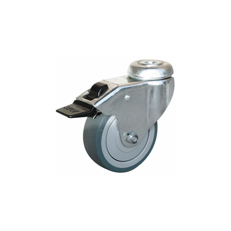 POWERTEC Roulette Industrielle Pivotante 17050 16,5 Cm Noire - Charge 150kg Roue Caoutchouc Tout-Terrain