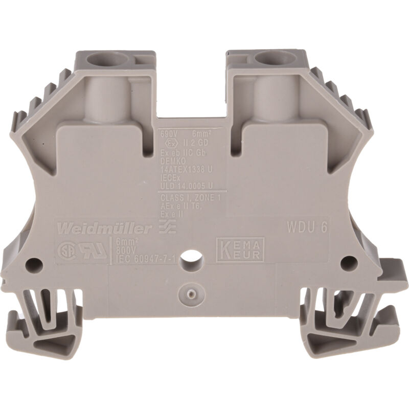 Bloc de jonction de traversée Weidmuller WDU, 6mm², A visser, Marron ( Prix pour Paquet de 10 )