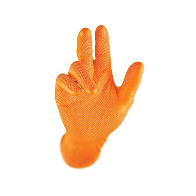 Gants Jetables En Nitrile Orange Taille XL - Lot De 100 - Épais, Antidérapants, Sans Latex