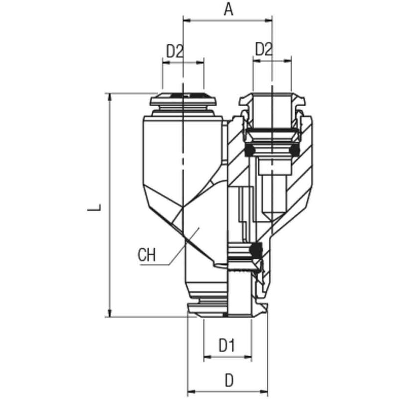 Adaptateur tuyau à tuyau en Y RS PRO vers Enfichable 4 mm Enfichable 4 mm