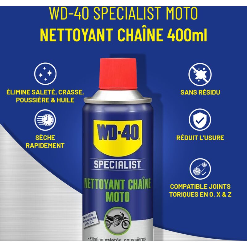 WD-40 Specialist Moto • Kit Entretien Moto • un Nettoyant Chaîne • un  Lubrifiant Chaîne • un Lustreur Silicone • Solution 3 en 1 pour Moto :  : Auto et Moto