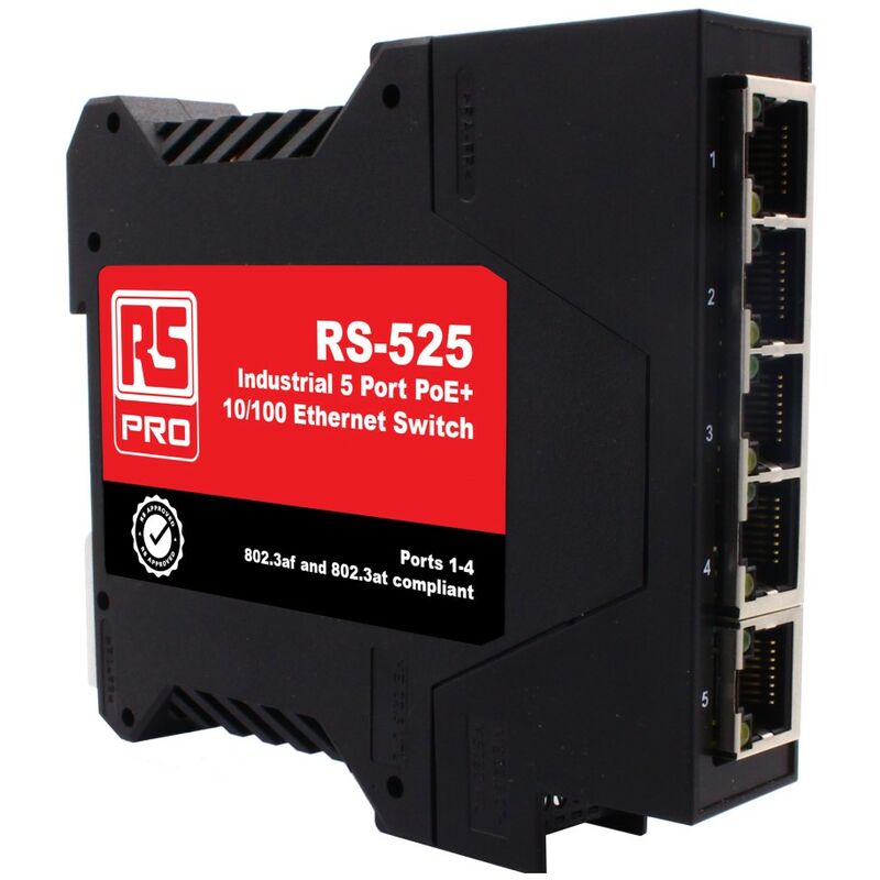 Switch Ethernet 5 Ports RJ45, 10/100Mbit/s, montage Rail DIN RS-525 ( Prix  pour Boîte