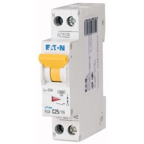 Disjoncteur unipolaire 25A – Courbe de déclenchement type C – Montage rail DIN – Capacité de coupure 4,5kA – Moeller