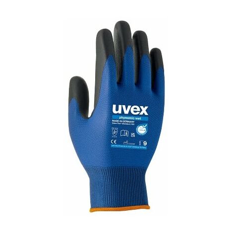 Gants de manutention Uvex taille 8, Résistance à l'abrasion, Bleu, gris ( Prix pour 1 paire )