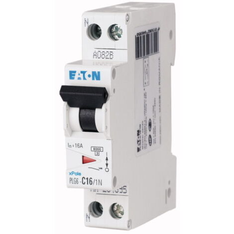 Disjoncteur Eaton Eaton Moeller 1P+N, 10A, pouvoir de coupure 6 kA, montage rail DIN ( Prix pour 1 )