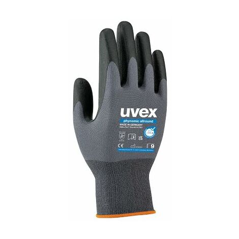 Gants de manutention Uvex taille 7, Résistance à l'abrasion, Noir, gris ( Prix pour 1 paire )