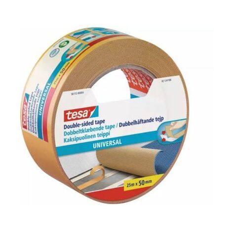 Tesa – Ruban adhésif double face 561720000311 – 25 m x 50 mm – Caoutchouc très résistant – Arrachable à la main pour fixation rapide - S16300