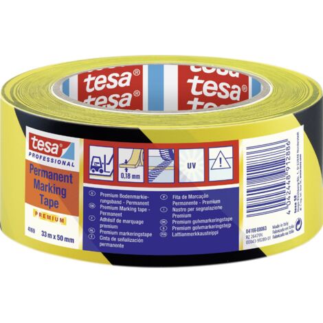Ruban d'avertissement jaune / noir 33mx50mm - Tesa 4169 par 6 (Par 6)