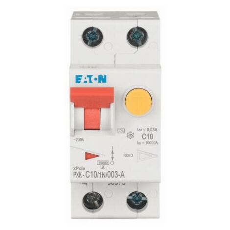 Eaton Combinaison disjoncteur FI/LS, 10 A, 30 mA, caractéristique de déclenchement disjoncteur LS : C, 1p + N, caractéristique de déclenchement disjoncteur FI : A, 236962 (1/2)