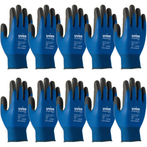 Gants de manutention Uvex taille 10, Résistance à l'abrasion, Bleu, gris ( Prix pour 1 paire )