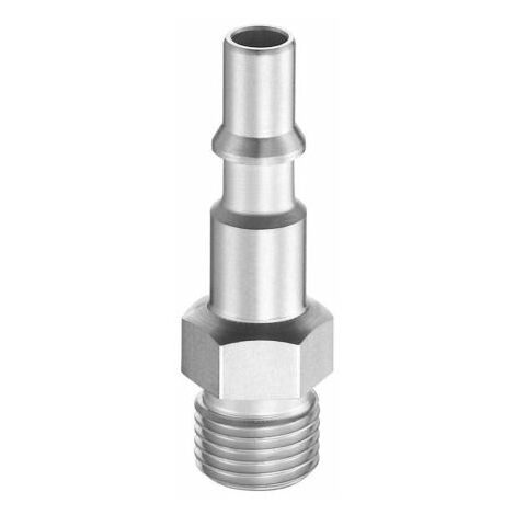 Embout pour raccords rapides pneumatiques  PREVOST, Filetage vers Mâle G 1/4 Mâle 1/4pouces ISO C6 en Acier traité ( Prix pour Sachet de 2 )