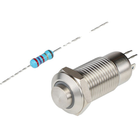 Bouton-poussoir, Verrouillable lumineux, LED Rouge, Unipolaire à une direction, 15 mA, Argent, Montage panneau ( Prix pour 1 ) (1/3)