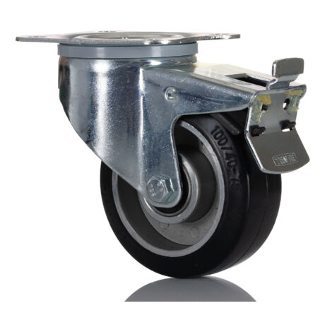 Roulettes industrielles Pivotant avec frein RS PRO, Diam 100mm, 150kg ( Prix pour 1 ) (1/2)