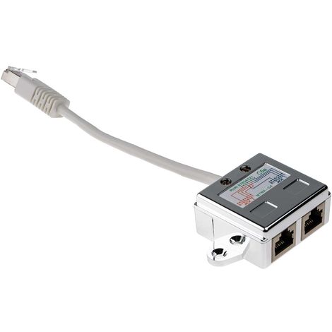 Adaptateur répartiteur de prise RJ45 réseau LAN Ethernet réseau 1 à 2  prises, longueur de câble: 25 cm
