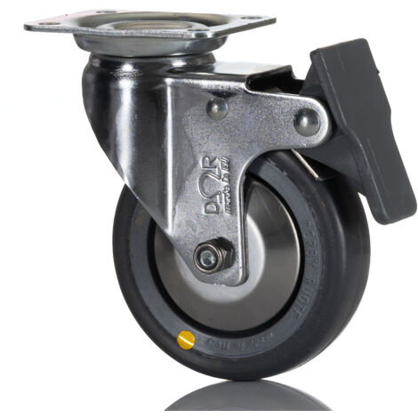 Roulettes industrielles Pivotant avec frein RS PRO, Diam 80mm, 50kg ( Prix pour 1 ) (1/2)