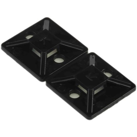 Embase pour serre-câbles autoadhésive noire 19.5mm x 19,5 mm, Ø fixation  3.2mm (
