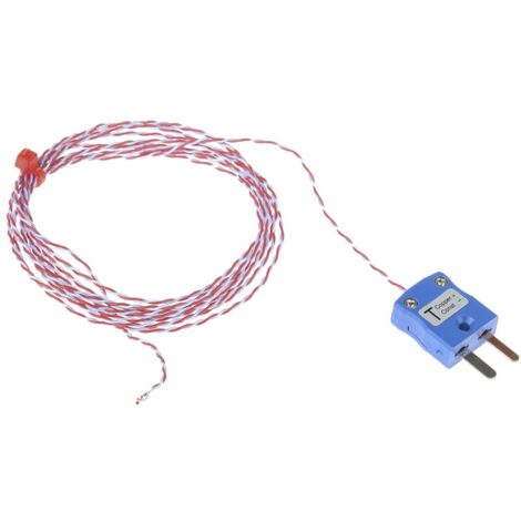 Thermocouple type T Ø 0.2mm, L 2m, +250°C max à Fiche mâle miniature ( Prix pour 1 )
