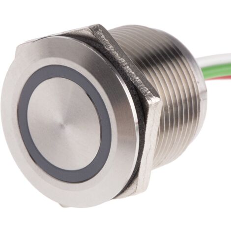 Interrupteur tactile Capacitif Verrouillable RS PRO, NO, 30V c.c., Illuminé Rouge en Laiton, IP68 ( Prix pour 1 ) (1/2)