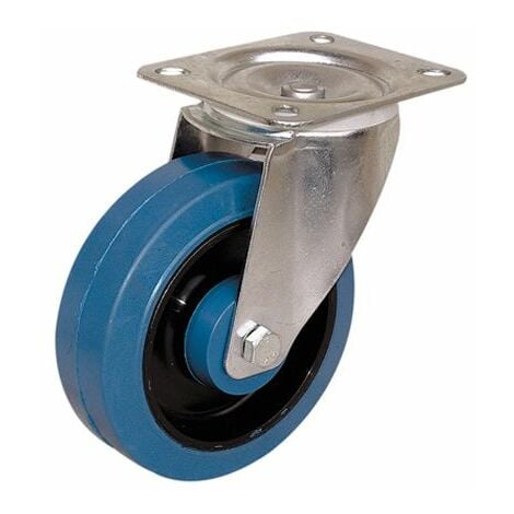Roulette Guitel pivotante avec frein 80 mm polyamide bandage bleu