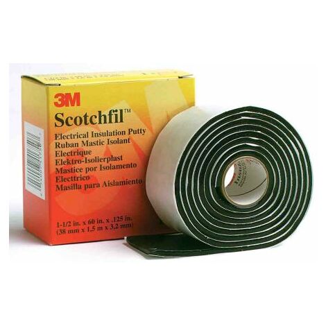 3M – Ruban isolant Scotchfil en caoutchouc synthétique noir 1.5m x 38mm x 3.18mm – Résistance à la chaleur jusqu'à +80°C – Pour applications électriques