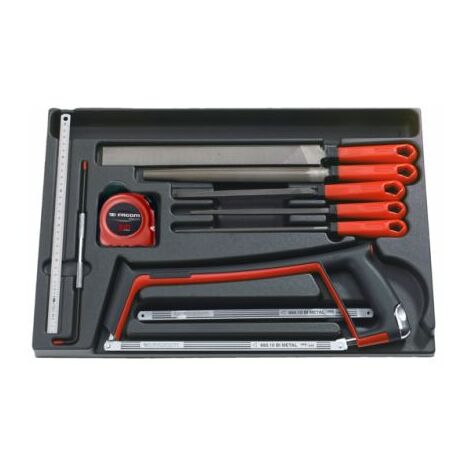 Facom – Mallette de rangement 19 pièces – Module de scie, mesure ruban et fichiers – Pour découpe précise et rangement efficace