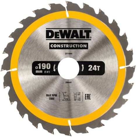Dewalt DT1944-QZ Lame de scie circulaire 190x30mm 24T Bois cloué