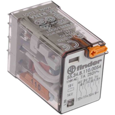Relais de puissance Finder 55 Series, 4 RT, bobine 110V c.a. Enfichable 1.5W ( Prix pour 1 )