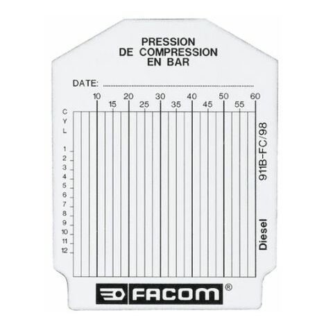 Sachet de 100 fiches de contrôle diesel, Facom ( Prix pour 1 ) (1/2)