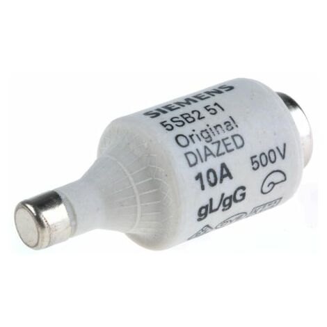 Fusible de type DIAZED Siemens, 10A, taille DII, gG, 500V c.a. ( Prix pour Paquet de 5 )