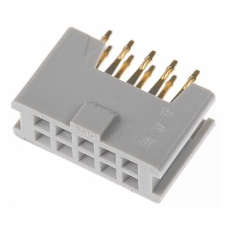Connecteur femelle pour CI, 10 contacts, 2 rangées, 2.54mm, Traversant, Droit ( Prix pour 1 )