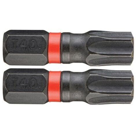 Facom – Lot de 2 embouts de vissage Torx T40 25mm – Flexible à choc pour visseuses – Finition bruni – Compatible avec vis à tête Torx