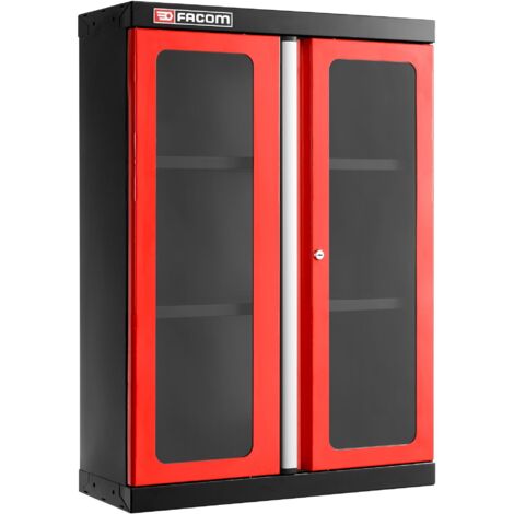 Facom – Armoire d'atelier en métal époxy 2 portes battantes – Longueur 719mm – Largeur 278mm – Hauteur 1.005m – Capacité 20kg par étagère