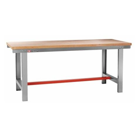 Facom – Établi haut 860mm x 2000mm – Plan de travail en bois de hêtre traité – Épaisseur 40mm pour usage intensif – Fixation pour caissons à tiroirs