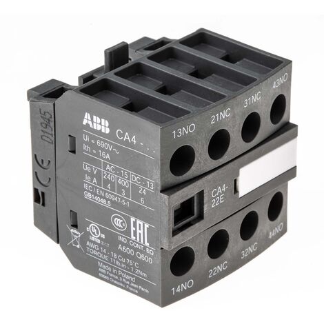 Contact auxiliaire ABB 4 contacts 2 NF + 2 NO à vis CA4 ( Prix pour 1 ) (1/2)