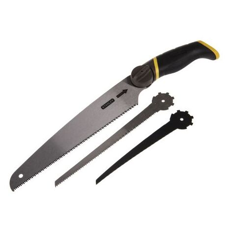 Stanley – Scie multi-lames 3 en 1 pour bois et métal – Lames de 150/200/250 mm – Poignée ergonomique – Changement rapide des lames