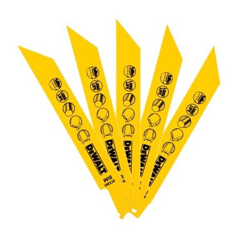 Dewalt – Lame de scie alternative 152x1,1mm – Acier rapide pour métal – Lot de 5 pièces – Géométrie spéciale pour durabilité
