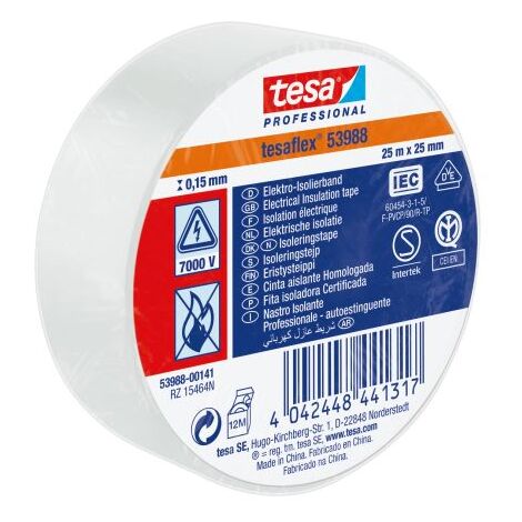 Ruban d'isolation électrique Tesa SPVC ELECTRICAL en PVC Blanc 25m x 25mm x 0.15mm ( Prix pour 1 ) (1/5)