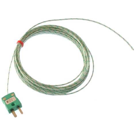 Thermocouple RS PRO type K Ø 1/0.3mm, L 2m, +400°C max à Fiche mâle miniature ( Prix pour Paquet de 10 )