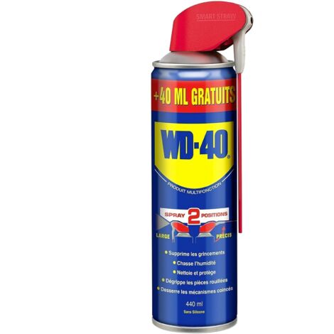 Wd-40 – Spray lubrifiant dégrippant double position 400ml – Valve 360° pour application précise – Pénètre les zones corrodées