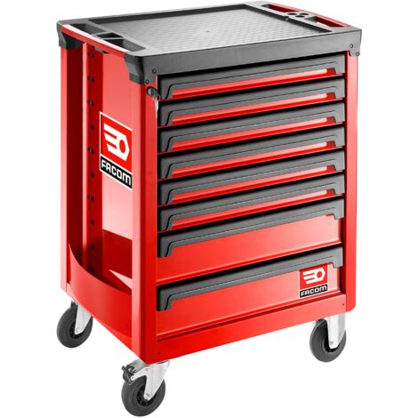 Facom – Servante d'atelier roulante 8 tiroirs en polypropylène – Longueur 779mm, Largeur 515mm, Hauteur 972mm – Mobilité optimale sur roulettes