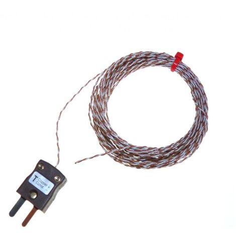 Thermocouple à jonction exposée RS PRO type T Ø 1/0.2mm, L 2m, +250°C max à Fiche mâle miniature ( Prix pour Paquet de 5 )
