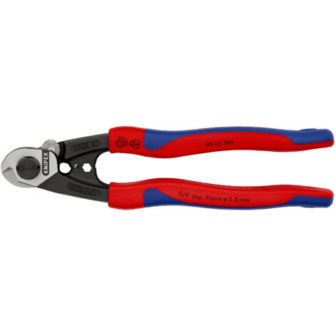 KNIPEX 95 62 190 Coupe-câbles forgé avec poignées multimatières 190 mm