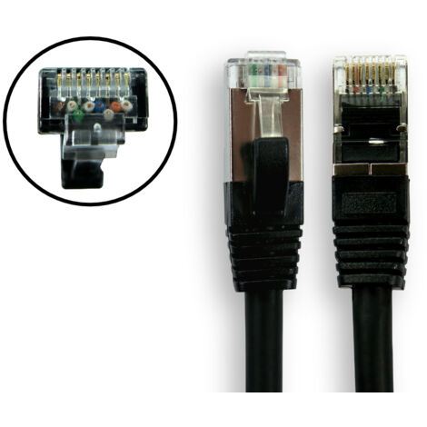 Câble cat 8 catégorie 8 S/FTP RS PRO, Noir, 20m LSZH Avec connecteur Droit LSZH ( Prix pour 1 )